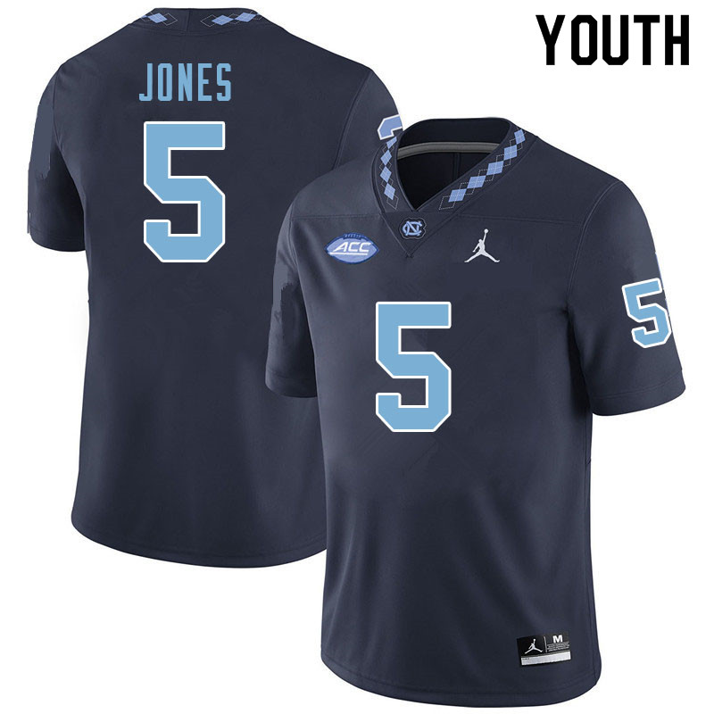 Youth #5 J.J. Jones North Carolina Tar Heels College Football Jerseys Sale-Navy